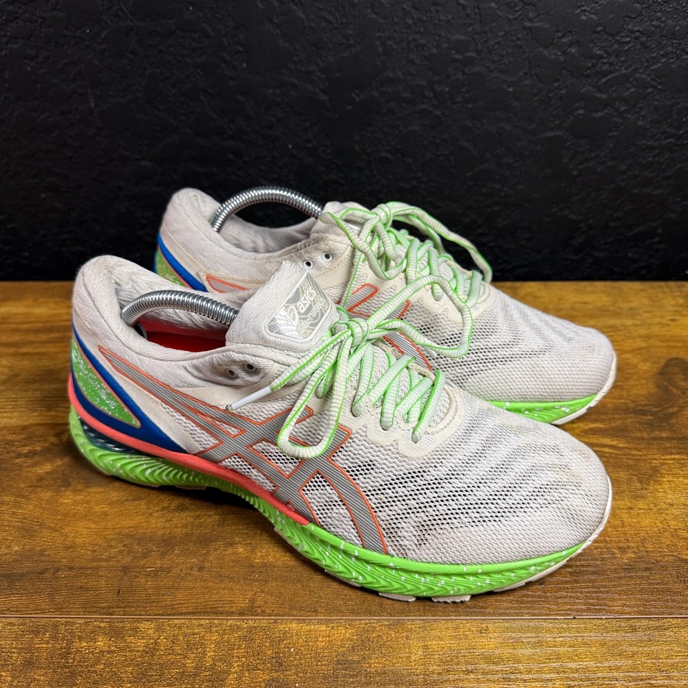 Asics Gel-Nimbus 22 1011A890 White Green Mesh Running Shoes Mens Size 9.5
